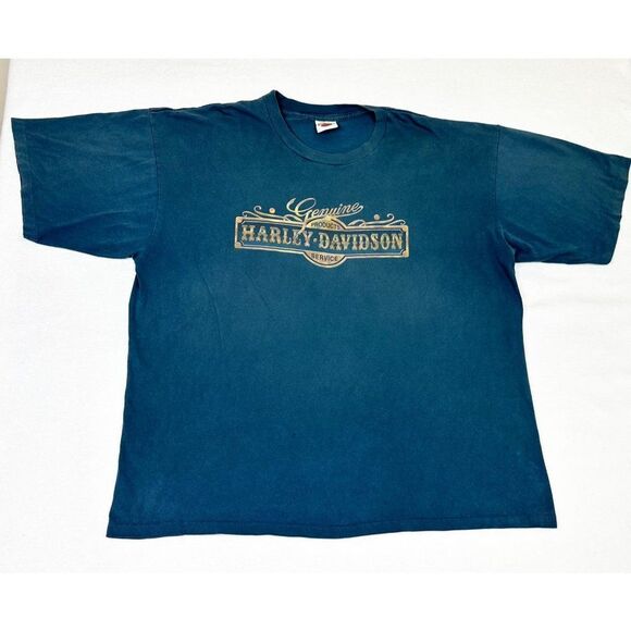 Vintage Harley Davidson Blue T-shirt Biker Motorcycle Texas Single Stitch - Picture 2 of 8